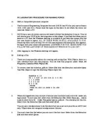 Circuits and Systems II - PC Laboratory Procedure for Running PSpice | ECE 202