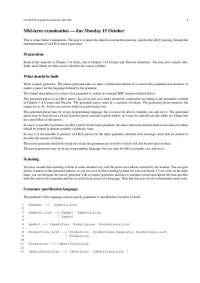 Compiler Construction: Grammar Specification Language - Prof. Darko Stefanovic
