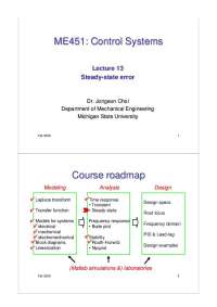 Control Systems: Lecture 13 - Steady State Error and Performance Measures