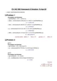 Solutions to Homework Problem 9 in Chemical Reaction Kinetics