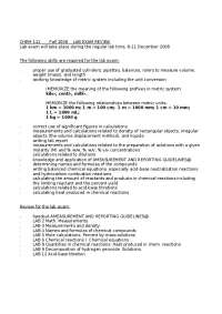 Lab Exam Review - Elements of General Chemistry | CHEM 111