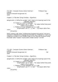 CSC 490 - Comp Sci Senior Seminar I: Homework 1, Chapter 1 of The New Turing Omnibus - Pro