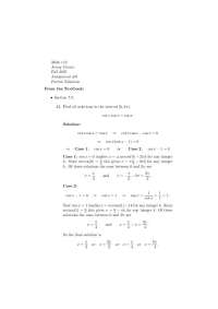 Solutions to Math 112 Assignment #6: Trigonometric Equations - Prof. Jonathan Comes