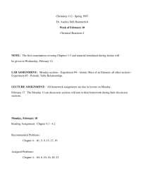Chemical Reaction I - General College Chemistry I | CHEM 112 - Docsity