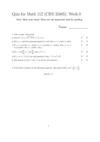 Math 112 Quiz Week 8