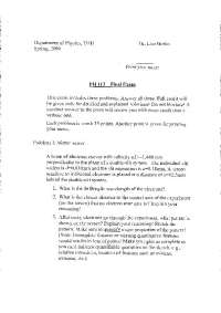 Final Exam Problems - General Physics Calculus III | PH 113