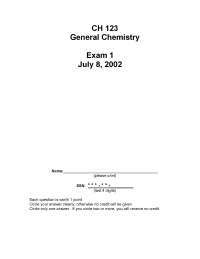 Exam 1 Questions with Solutions - General Chemistry II | CH 123 - Docsity