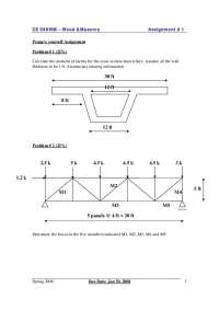 CE 598WM Assignment 1: Inertia, Forces, Bending Moment, & Deflection in Wood & Masonry