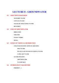 Groundwater - Lecture Notes - Hydrogeology | GLG 411