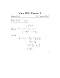 Homework 3 with Solutions for Calculus II | MATH 1230 - Docsity