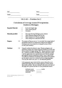 Calculation of Average Annual Precipitation Southern Michigan | GLG 411