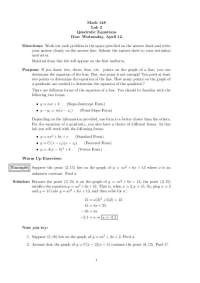Determining the Equation of a Quadratic: Quadratic Equations Lab