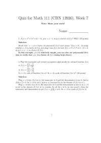 Math 111 Quiz Solutions - Week 7