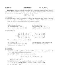 Final Exam - Introduction to Linear Algebra | MATH 240 - Docsity