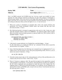 6 Questions of UNIX System Programming - Midterm Exam | COP 4604 - Docsity