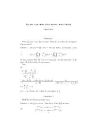 Practice Final Exam with Solution - SI Calculus II | MATH 1220 - Docsity