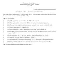 Sample Final Exam for Elementary Linear Algebra | MATH 2270 - Docsity
