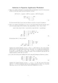 Solutions to Equation Application Worksheet - College Algebra 5 | MATH ...