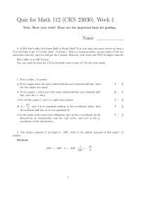 4 Solved Problems on Measures of the Angle - Quiz | MATH 112 - Docsity