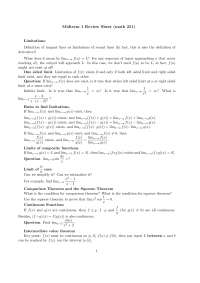 Midterm 1 Review Sheet for Calculus I | MATH 251 - Docsity
