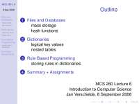 Files and Databases, Rule Based Programming - Outline | MCS 260 - Docsity