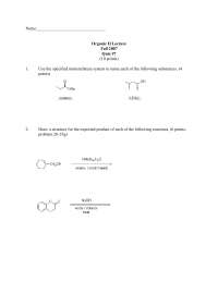 Nomenclature System - Quiz 7 | Organic Chemistry II | CHEM 2320 - Docsity