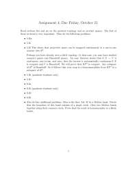 Problems for Homework 4 - Introduction to Topology | MATH 431 - Docsity