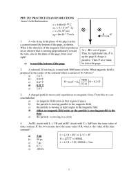 Practice Exam 2 with Solutions - Introductory Physics II | PHY 232 ...