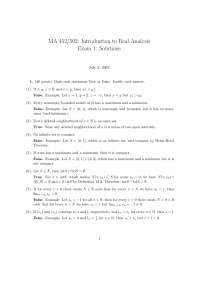 Solutions of Exam 1 on Introduction to Real Analysis - 14 Questions ...