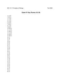 Principles of Biology I Exam Answer Key | BIO 101 - Docsity