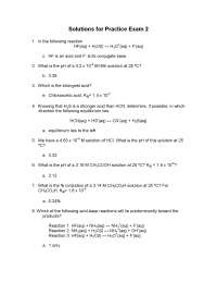 20 Questions with Answer - General Chemistry II - Exam 2 | CH 123 - Docsity