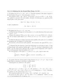 Solutions for Second Exam - Calculus III | MATH 210 - Docsity