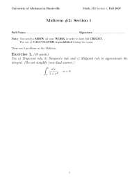 Practice Midterm 2 Section 1 - Calculus B - Fall 2007 | MA 172 - Docsity