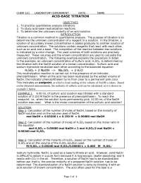 Acid-Base Titration - Lab Experiment | CHEM 121 - Docsity