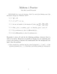 Midterm Examination 1 Practice Problems - Calculus I | MATH 251 - Docsity