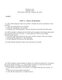 Solution for Midterm Test 1 - General Physics II | PH 102 - Docsity