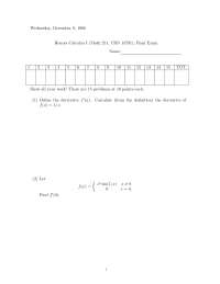 Practice Final Exam - Honors Calculus I | MATH 251 - Docsity