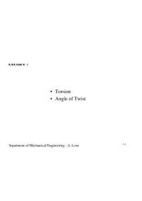 Lecture Slides on Torsion and Angle of Twist | ME 222