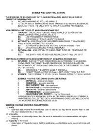 Science and Scientific Method - Lecture Notes | PSYC 3000