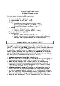 American Theatre on Film - Study Guide | THA 3754G