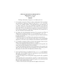 Homework on Quantum Mechanics I
