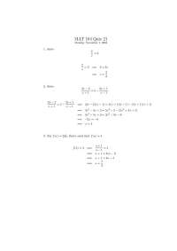 MAT 104 Quiz 21 Solutions
