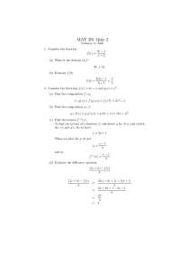Consider Function, What is Domain - Quiz #2 - Calculus I | MAT 201
