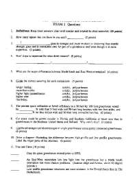 Exam 1 Questions - Greenhouse Structures and Management | HRT 221
