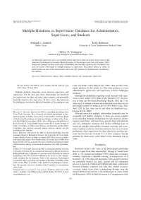 Ethical Decision Making in Complex Supervisory Relationships: Multiple Relations Guidance 