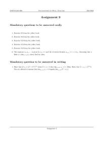 Assignment 9 for Foundations of Real Analysis