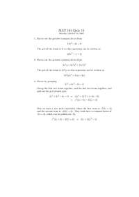 Quiz Solutions for MAT 104 - Factoring