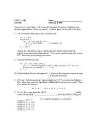 CPSC 212-302 Test #1 Solutions
