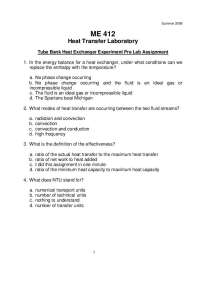 Tube Bank Heat Exchanger Experiment Pre Lab Assignment | ME 412