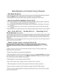 Study Questions on Twentieth Century Feminism | W S 301